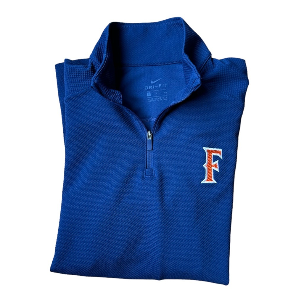 Nike Blue 1/4 Zip Up Collar Dri-Fit Long Sleeve Pull Over Shirt Size S - Picture 12 of 12